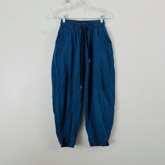 Women’s Blue Linen Harem Style Drawstring Pants Size S - Picture 1 of 7